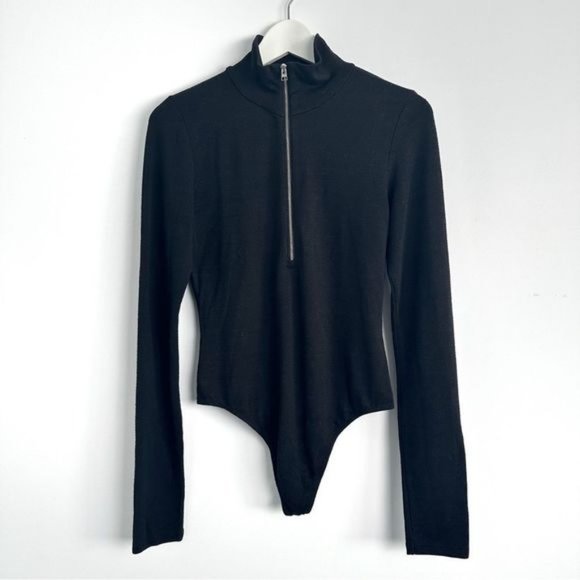 Aritzia Wilfred Free Brems Black Half Zip Bodysuit Sz Large - Picture 2 of 7